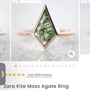 Kite shaped moss agate ring